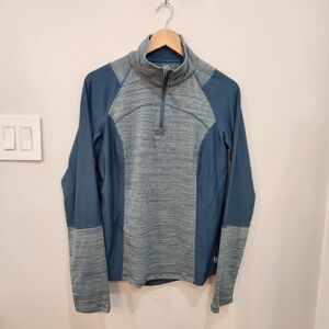 Dover Saddlery 1/4 Zip Sweatshirt Womens Size XL Gray Blue Long Sleeve Stretch